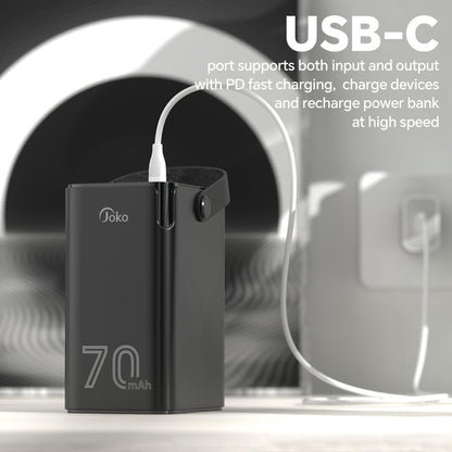 JOKO 70000mAh Power Bank High Capacity 20W PD 3.0 Fast Charging 22.5W Max Large Power Bank,7 Outputs 2 Inputs,LED Display,USB-C Battery Packs for iPhone, Samsung, Outdoors，Camping