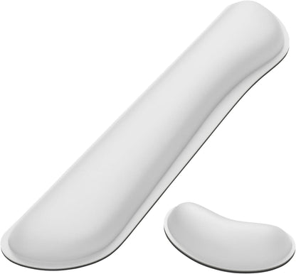 Dapesuom Enlarge Keyboard Wrist Rest, Memory Foam Wrist Cushion for Desk Mats Support, Cute Typing Pain Relief Keyboard Mouse Pad Rests Set with Non-Slip Base for Gaming Laptop Office, Ivory White