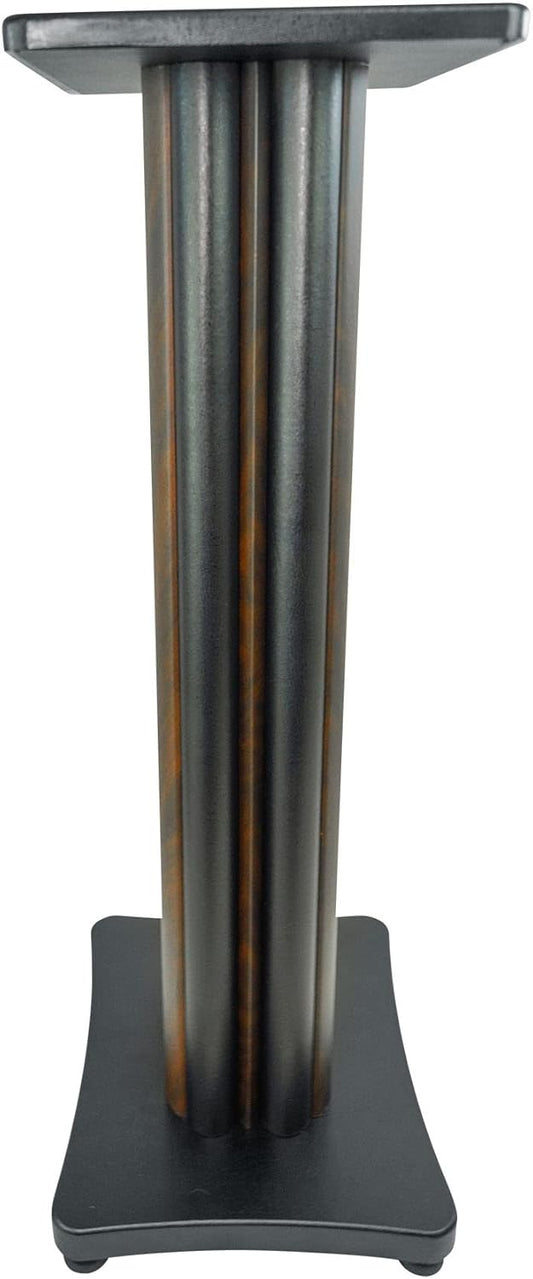 Rockville SS28D Premium 28" Dark Wood Speaker Stands, Solid MDF, Dual Top Plates, 100Lb Capacity, Stable Base for Home Theater & Hi-Fi Audio