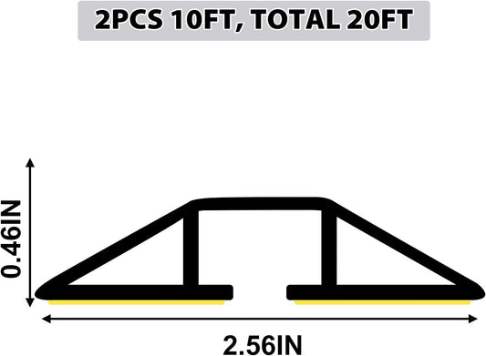 20Ft Cord Cover Heavy Duty Cable Protector 3 Channels Contains Cords Cables and Wires Easy to Unroll-Conceal Wires of Home Office Workshop Concerts or Other Outdoors Surround (Gray-2PCS 10Ft)
