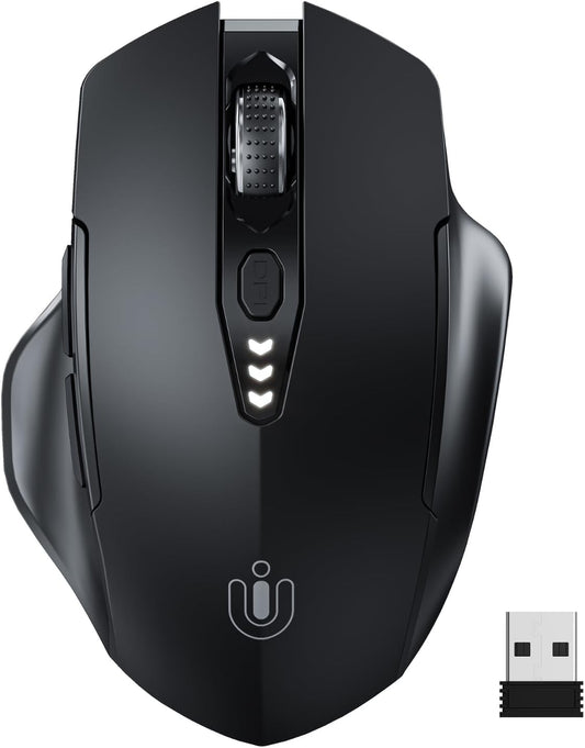 Wireless Mouse,Upgraded 2.4GHz Rechargeable (Battery Level Visible) Ergonomic Computer Mouse,4 Levels DPI, Wireless Mice for Laptop Computer(Matte Black)