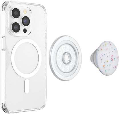 PopSockets Phone Grip for MagSafe with Kickstand, Magnetic Stand, Swappable Top, Secure Hold for iPhone MagSafe Cases, Phone & Tablet Grip - Circus Regrind Coconut Crème