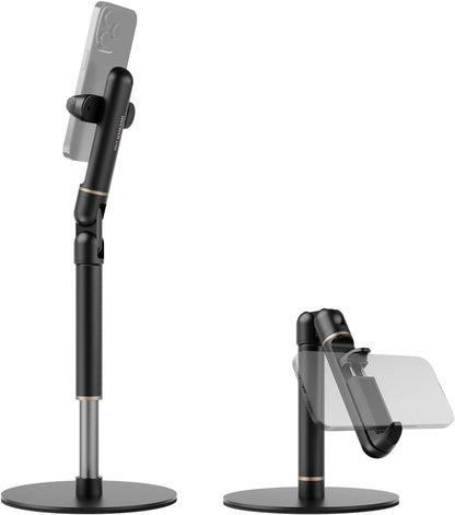 NEEWER Basics Cell Phone Stand for Desk, Adjustable Phone Holder Clamp with Weighted Metal Base, Office Table Phone Mount Compatible with iPhone 16 15 Pro Max Plus Samsung for Video Recording, ST006