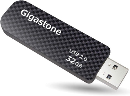 GIGASTONE V30 32GB USB 2.0 Flash Drive, Retractable Sliding Design Pen Drive, Carbon Fiber Style Thumb Drive, Reliable Performance & Durable