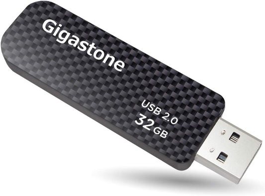 GIGASTONE V30 32GB USB 2.0 Flash Drive, Retractable Sliding Design Pen Drive, Carbon Fiber Style Thumb Drive, Reliable Performance & Durable