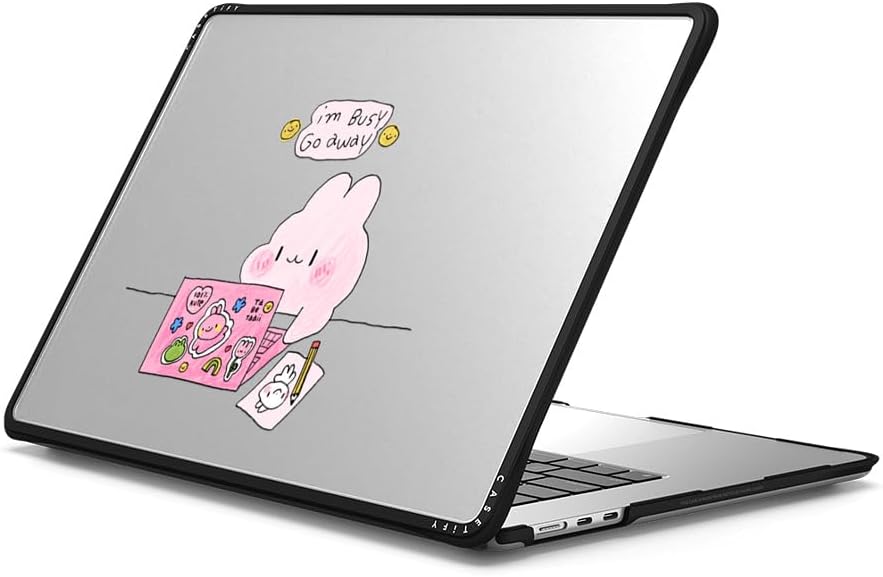 CASETiFY Impact MacBook Air 15" (M2-M4) Case [Cushioned Impact Corners/Scratch-Resistant/Anti-Slip Grip] - I'm Busy - Clear Black