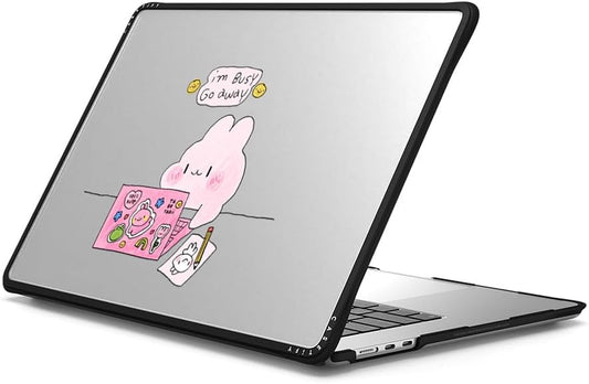 CASETiFY Impact MacBook Air 15" (M2-M4) Case [Cushioned Impact Corners/Scratch-Resistant/Anti-Slip Grip] - I'm Busy - Clear Black