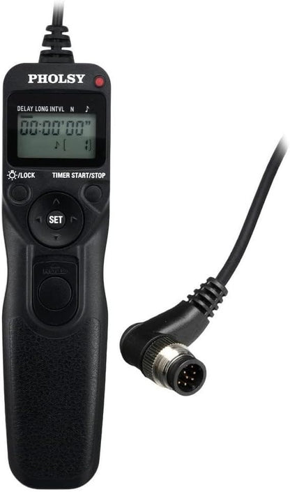PHOLSY N8 Timer Remote Control Cable with Intervalometer for Nikon Z8, Z9, D3, D4, D5, D6, D800, D850, D810, D700, D500, D300, D200, F6, F100, F5, F90, N90s, D1X, D2H, D3X, Replaces Nikon MC-36A