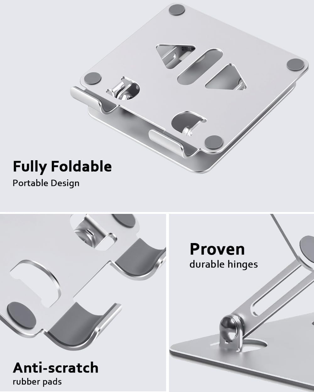 Tablet Stand Holder for Desk, Adjustable Desktop Tablet Holder, Foldable Aluminum Tablet Mount for iPad pro 11, iPad Air Mini, Samsung Galaxy Tabs Z Fold Kindle Fire 4-12 inch, Silver