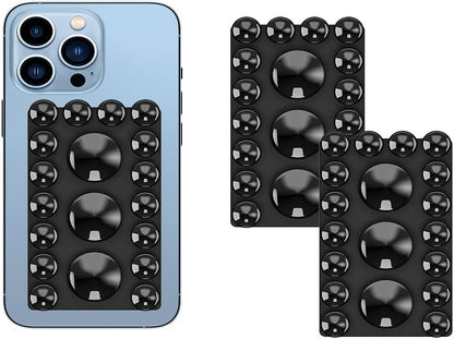 2024 Upgrade 2PCS Silicone Suction Cup Phone Case Adhesive Mount,Adhesive Grip, Sticky Suction Cup Phone Holder & Suction Phone case Holder TikTok & Selfies (Black, 3+16 Single Sided)