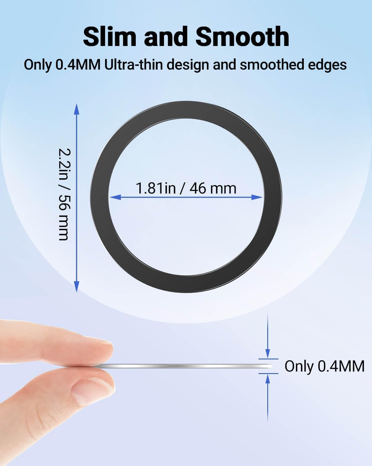 for Magsafe Ring - 10 PCS, Ultra-Thin(0.4mm) Magsafe Sticker, Compatible with iPhone 15 Pro Max, 15 Pro, 15/14/13/12 Series, Samsung Galaxy, Google Pixel Series Black