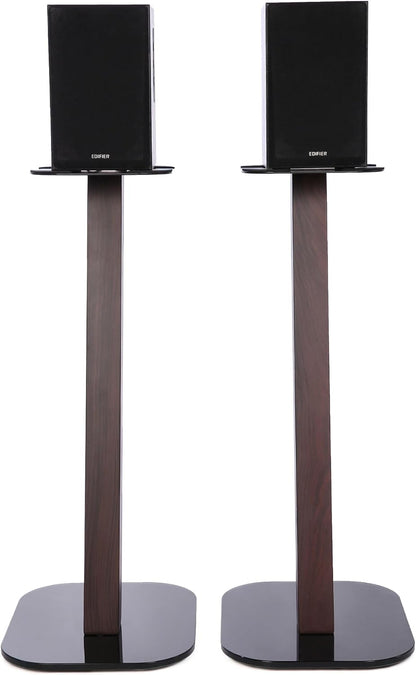 EXIMUS One Pair Fixed Height Universal Speaker Floor Stands - Espresso - 610 Series