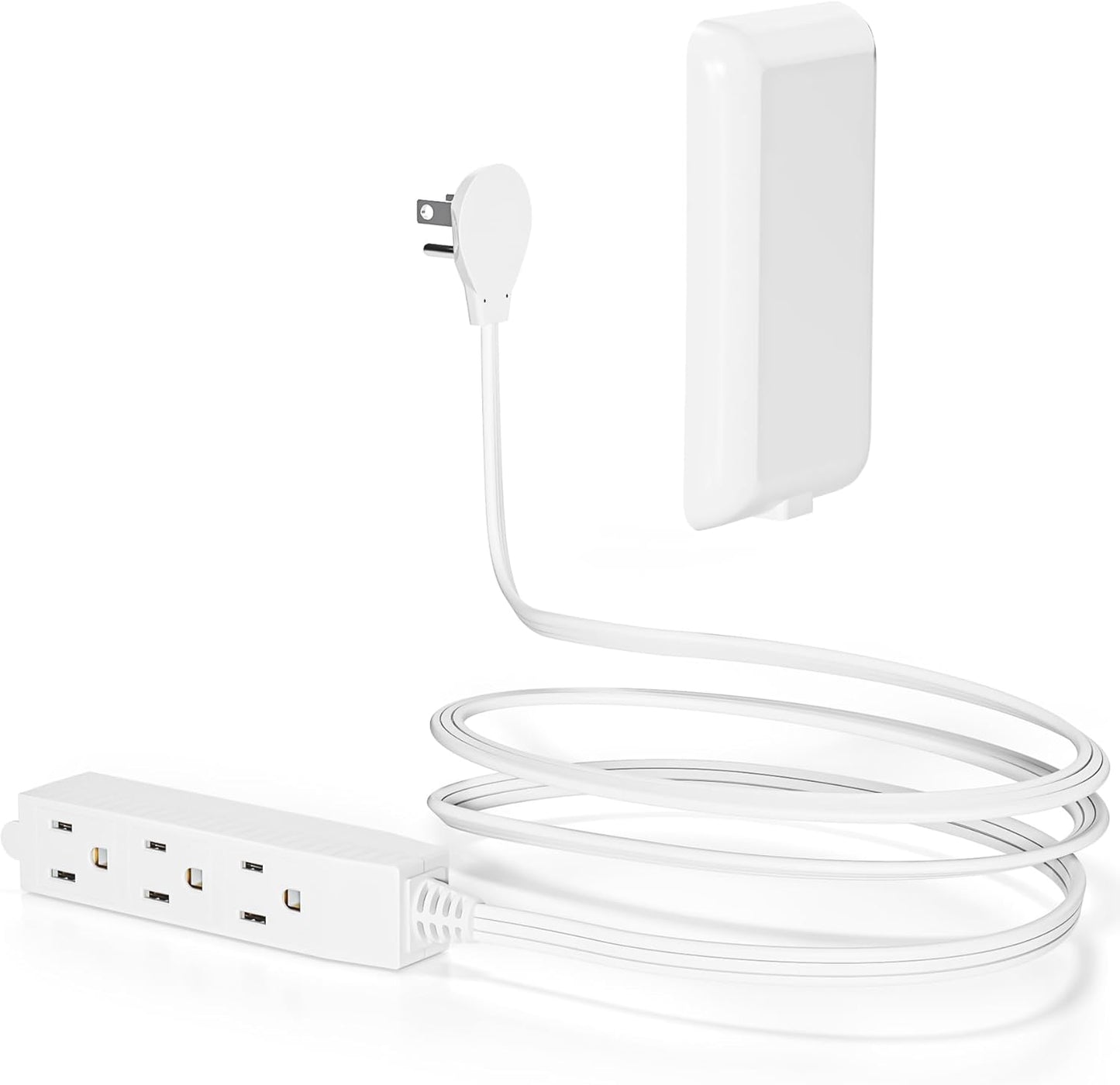 Flat Plug Power Strip 3FT - Ultra Thin Extension Cord White Wall Outlet Extender 3 Outlets with Baby Proofing Cover for Kitchen, Behind TV, Bedroom ETL Listed 13A 125V 1625W