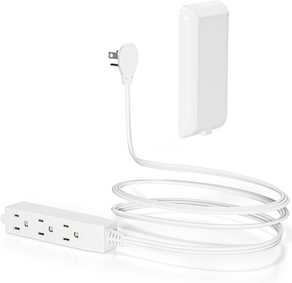 Flat Plug Power Strip 3FT - Ultra Thin Extension Cord White Wall Outlet Extender 3 Outlets with Baby Proofing Cover for Kitchen, Behind TV, Bedroom ETL Listed 13A 125V 1625W