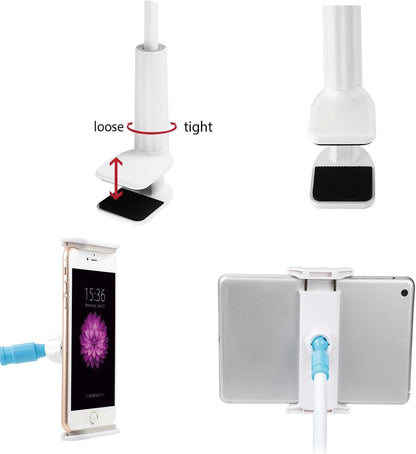 Phone Holder,gooseneck Phone Holder,360° Rotate Support Rod One-Hand Adjustable Cell Phone Holder,for Desk Headboard Nightstand. (White)