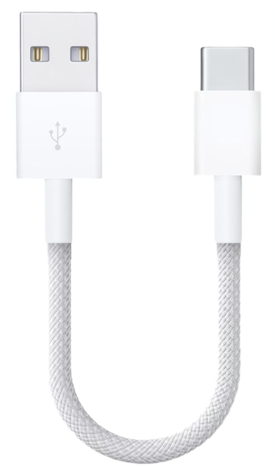 Short CarPlay Cable for Apple iPhone 16 Pro Max Charger [MFi Certified] Woven USB A to USB C Cable for iPhone 15 Pro Max/iPhone 15 to Power Bank, iPhone 16 USB to Type C Car Charger Cord (1ft White)
