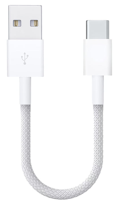 Short CarPlay Cable for Apple iPhone 16 Pro Max Charger [MFi Certified] Woven USB A to USB C Cable for iPhone 15 Pro Max/iPhone 15 to Power Bank, iPhone 16 USB to Type C Car Charger Cord (1ft White)