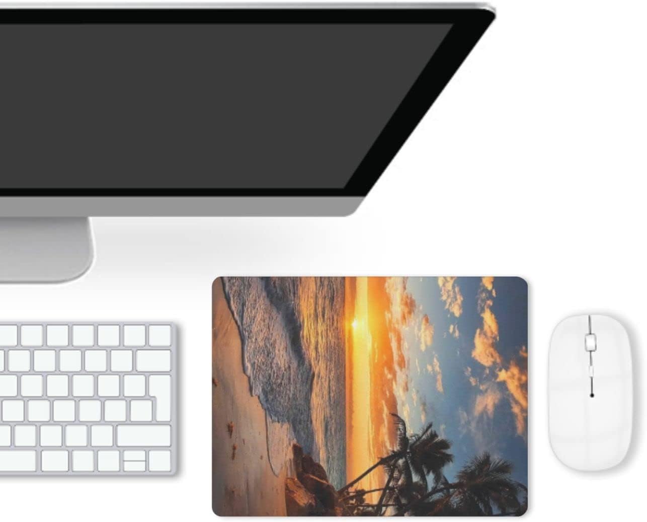 Sunset Beach Mouse Pad, Square Mousepad,Waterproof Mouse Mat Non-Slip Rubber Base MousePads for Office Home Laptop Travel, 9.5"x7.9"x0.12" Inch