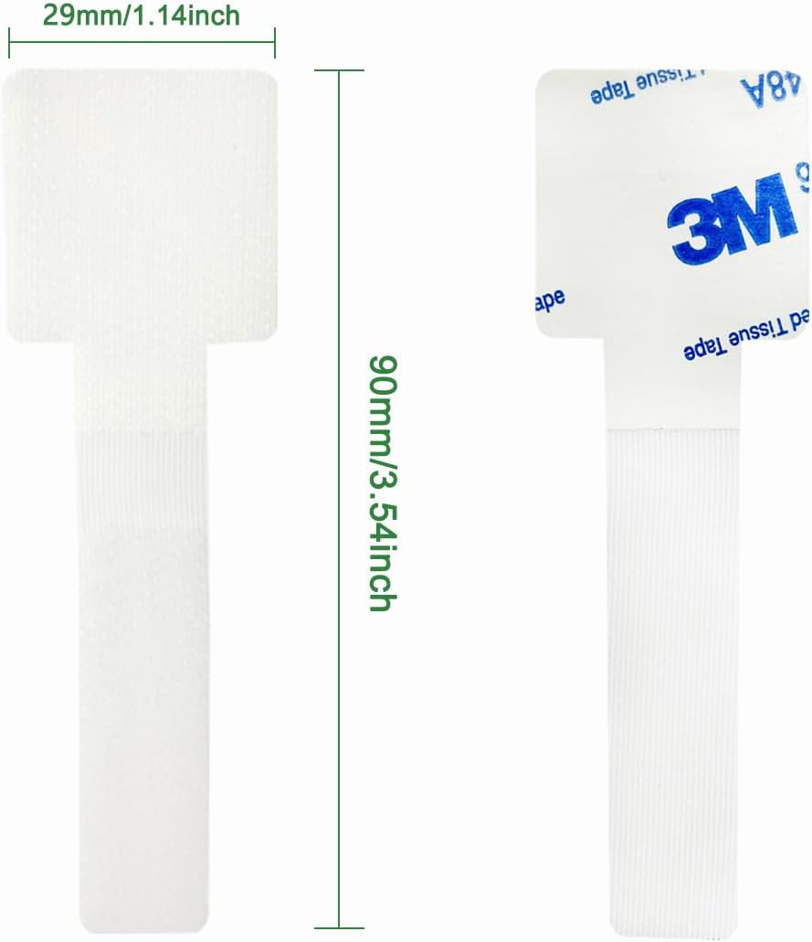 100pcs Hook and Loop Cable Ties, Sticky-Back Cable Straps, Cable Clip,Cord Organizer, Wire Management Household & Office Essentials (White)