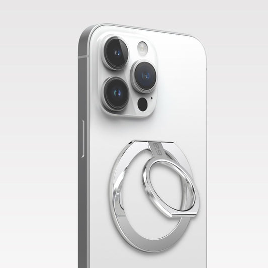 PureGear Magnetic Phone Grip Ring Stand, Magnetic Phone Ring Holder for MagSafe iPhone 16, 16Pro, 16Plus, 16ProMax, 15, 15Plus, 14, 14Pro, 14Pro Max, 13, 12, Adjustable Kickstand (Chrome Silver)