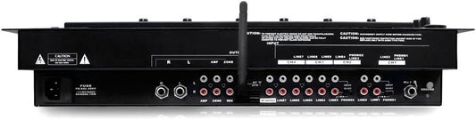 Pyle 6 Channel Mixer DJ Controller with Bluetooth, Professional Sound Digital Mixing System with LED Illumination, Slider Controls, Speed Control, 10 Band Equalizer 5U Rack Mount System - PYD1964B.5