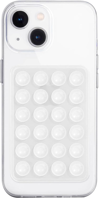 Silicone Suction Phone Case Mount, Non Slip Sticky Phone Grip for Cellphone, Silicon Adhesive Suction Cup Phone Mount, Strong Grip Holder for Selfies and Videos (Translucent)