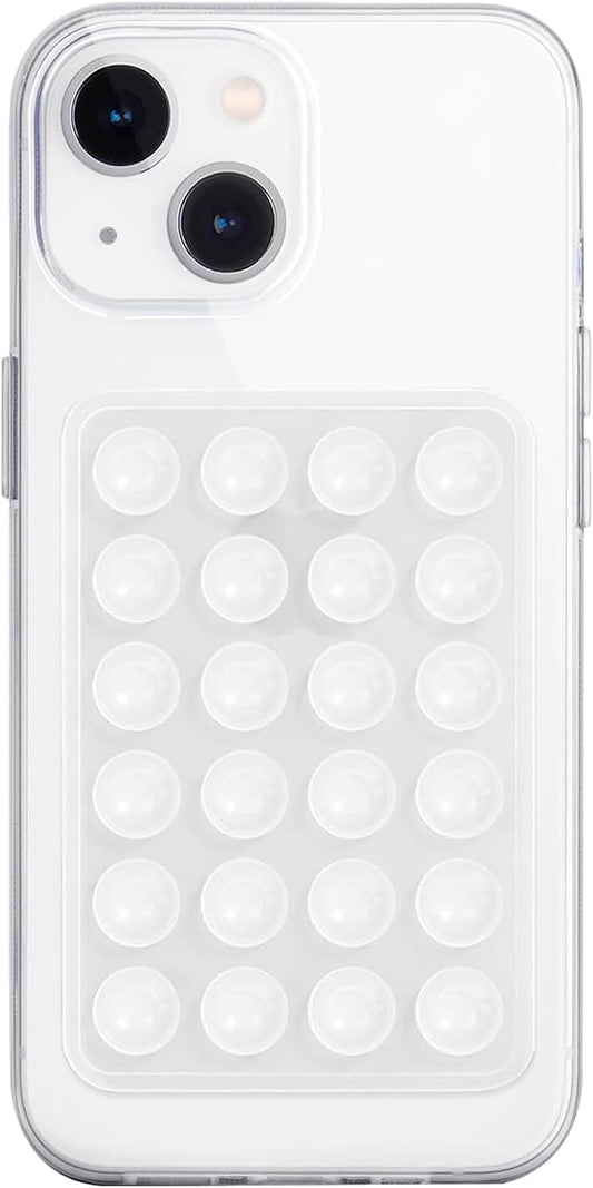 Silicone Suction Phone Case Mount, Non Slip Sticky Phone Grip for Cellphone, Silicon Adhesive Suction Cup Phone Mount, Strong Grip Holder for Selfies and Videos (Translucent)