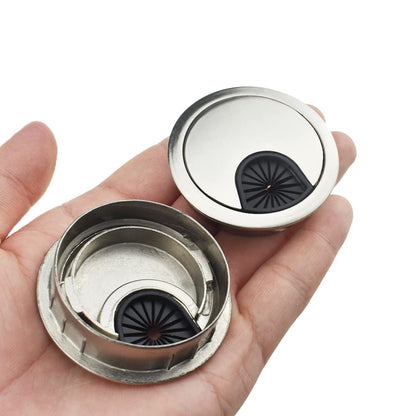 HAHIYO 2Pcs 2Inch/50mm Brushed Silver Zinc Alloy Desk Grommet Wire Grommet Cable Management Cord Hole Cover Desk Wire Hole Insert Wire Organizer for Computer Office Home School Equipment Systems