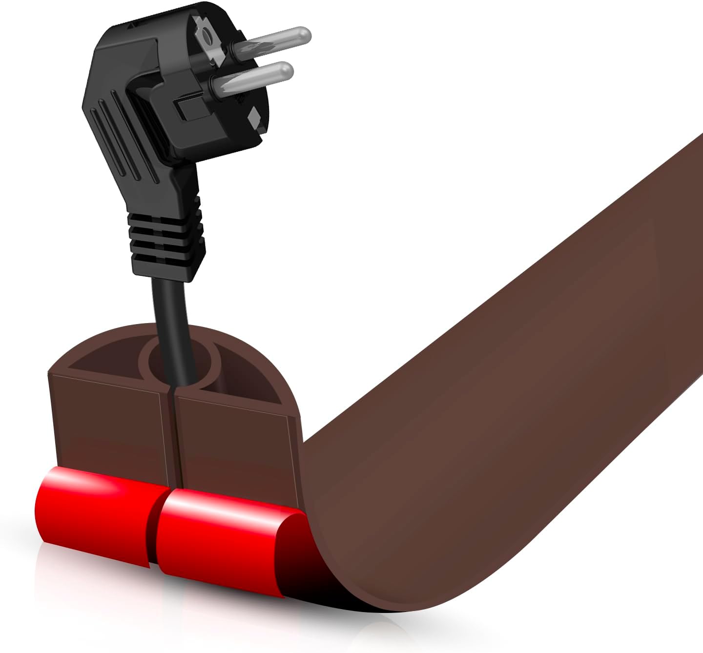 Floor Cord Cover Self Adhesive Cord Hider,3.3FT Cable Management, Extension Strip Protector for Wires, Prevent Cable Trips for Offices, Gyms, Exhibitions Cavity:0.3"(W) x 0.28"(H) Coffee