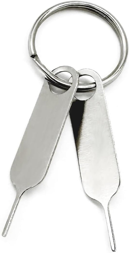 2 Pcs Universal Sim Card Tray Removal Key Tray Eject Pins, SD Removal Opening Tool with A Key Ring, for iPhone iPad Samsung Galaxy Google Pixel Phones