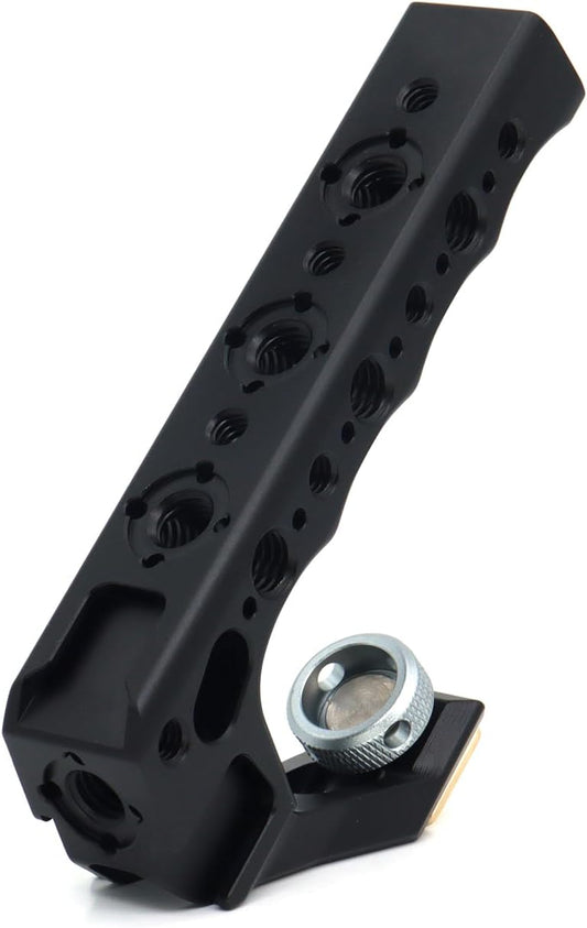 Universal Top Handle with 3/8" Screw Locating Pins for DSLR Camera Cage, with 3 Cold Shoe Adapters to Mount DSLR Camera with Microphone/LED Light/Monitor (Black with 3/8" Screw)