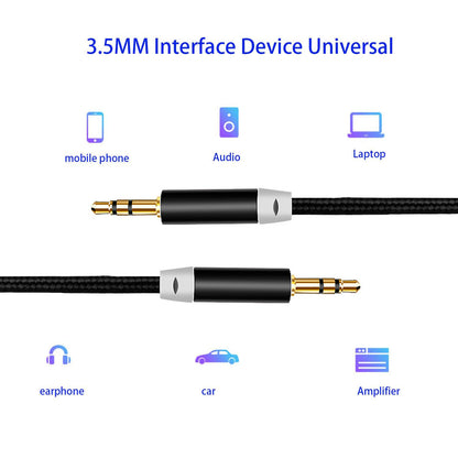 3.5mm Nylon Braided Stereo Audio Cable,(3 Pack) 4.9ft/1.5m Male to Male Aux Cord Audio Cord Compatible iPhones, iPads and Other 3.5mm DC Plug Port Device (Black)