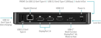 Targus DOCK430 USB-C Multi-Function DisplayPort Alt Mode Video Docking Station with 85W Power - Broad Compatibility with a Range of Hosts, Devices, Peripherals, Laptops, and Operating Systems