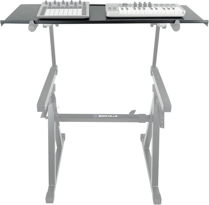 Rockville Z-SHELF Universal Shelf for Z-Stand and X-Stand, 35.4x13.78in Steel Platform, Foam-Padded Edge, Lightweight 7.3 lbs, for Musicians and DJs
