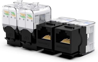 AMPCOM CAT6 Keystone Jack Tool-Less RJ45 UTP, No Punch-Down Tool Required Module Coupler 12-Pack Black