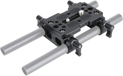 NICEYRIG Tripod Mounting Plate with 15mm Rod Clamp Railblock for Rod Support/DSLR Rig Cage