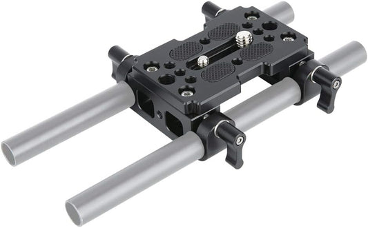 NICEYRIG Tripod Mounting Plate with 15mm Rod Clamp Railblock for Rod Support/DSLR Rig Cage