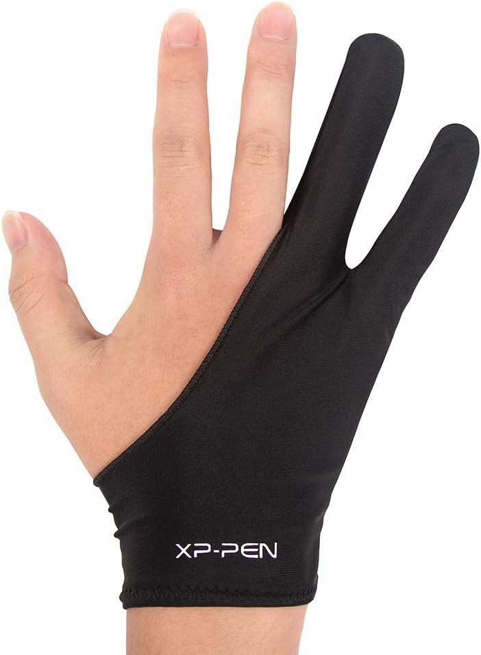 XPPen Professional Artist Glove 2-Fingers Glove for Graphics Drawing Tablet Graphic Monitor Suitable for Right Hand and Left Hand (Size S) Black