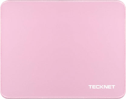 TECKNET Mouse Pad with Anti-fray Stitchin, Waterproof Surface & Non-Slip Rubber Base with Stitched Edges Gaming Mouse Mat for Laptop，Compatible with Laser and Optical Mice - Pink
