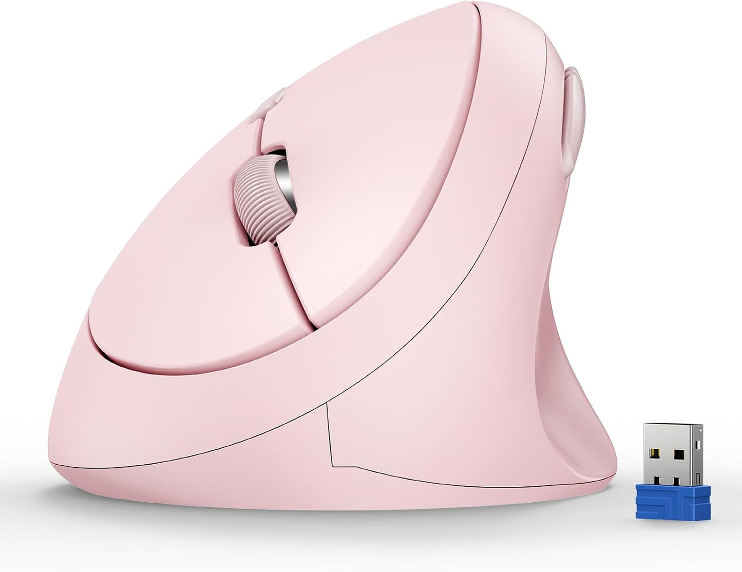 TECKNET Ergonomic Mouse, 4800 DPI Wireless Vertical Mouse, 5 Adjustable DPI Levels, 6 Buttons, 2.4G Silent Wireless Mouse for Laptop, PC, Chromebook - Pink