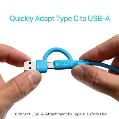 BLACK+DECKER USB C Multi Charging Cable, Fast Multi Charger Cable w/Adapter, Braided 2 in 1 Multiple USB Cable, Universal Charging Cord w/Type C/USB Adapter for iPhone 16 15/Samsung/LG/Tablets/More
