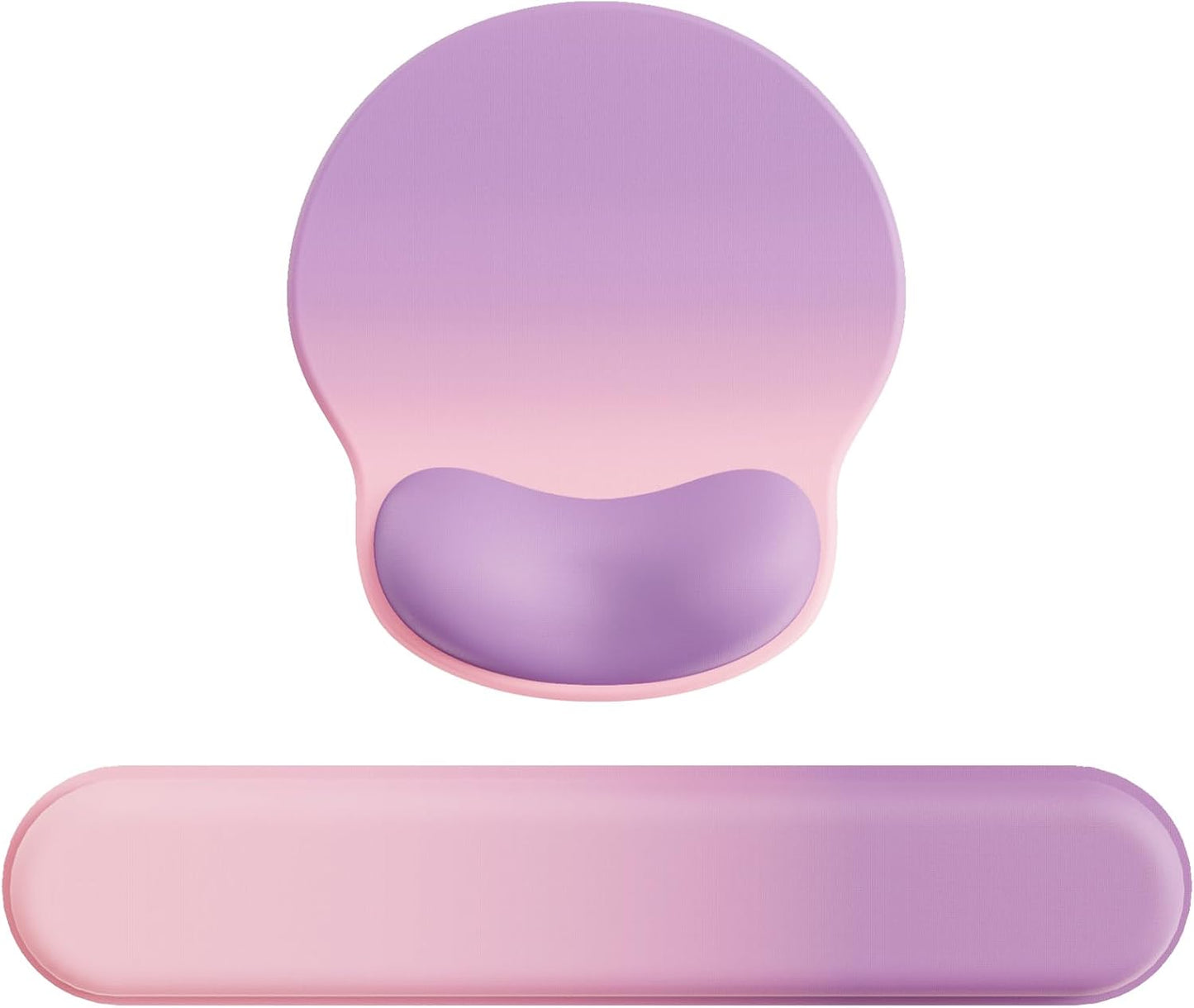 Ergonomic Mouse Pad Wrist Support Set, Memory Foam Keyboard Wrist Rest Set, Keyboard Pad, Non-Slip Base Mousepad(Gradient Pink Purple Set)
