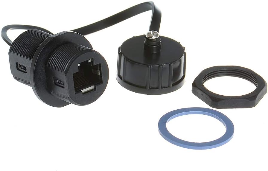 Panel Mounting Shielded RJ45 Waterproof Cat5/5e/6 8P8C Connector Ethernet LAN Cable Connector Double Head Coupler Adapter Female to Female with Waterproof/Dust Cap