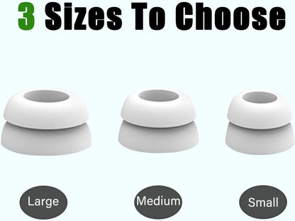 Double Flange Earbud Tips for Beats Studio Buds Replacement Cover Ear Tips for Beats Studio Buds+/Fit Pro/Solo Buds Earbuds Fit Beats Earbuds, 6 Pairs LMS White
