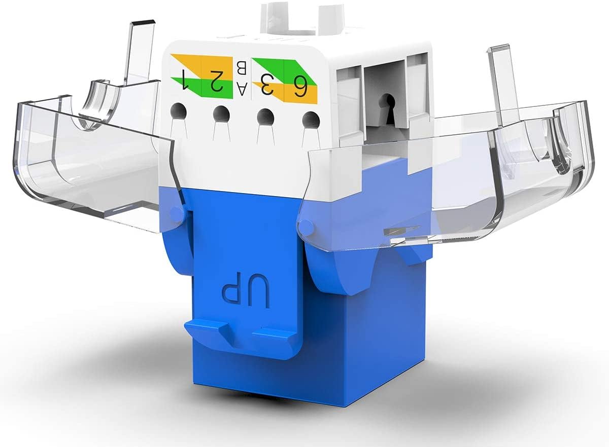 AMPCOM CAT6 Keystone Jack Tool-Less RJ45 UTP, No Punch-Down Tool Required Module Coupler -12-Pack Blue