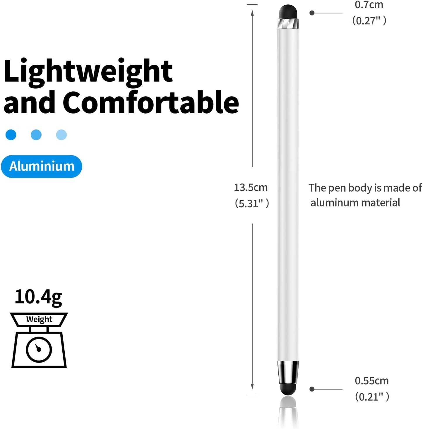 Stylus Pen for Touchscreen,5 PCS Stylus,Stylus 2-in-1 High Sensitivity Precision Suitable for All Touch Screens of iPhone/ipad/Android Tablet(White)