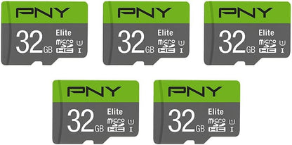 PNY Elite™ Dash Camera Class 10 U1 V10 microSDHC Flash Memory Card - up to 100MB/s Read Speed, Full HD Photo & Video, Ideal for Dash Cams, Compatible with DSLR Cameras, HD Video Cameras, 5-Pack