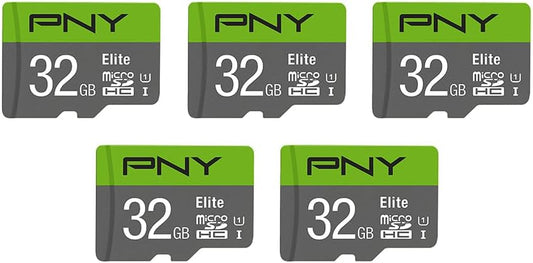 PNY Elite™ Dash Camera Class 10 U1 V10 microSDHC Flash Memory Card - up to 100MB/s Read Speed, Full HD Photo & Video, Ideal for Dash Cams, Compatible with DSLR Cameras, HD Video Cameras, 5-Pack