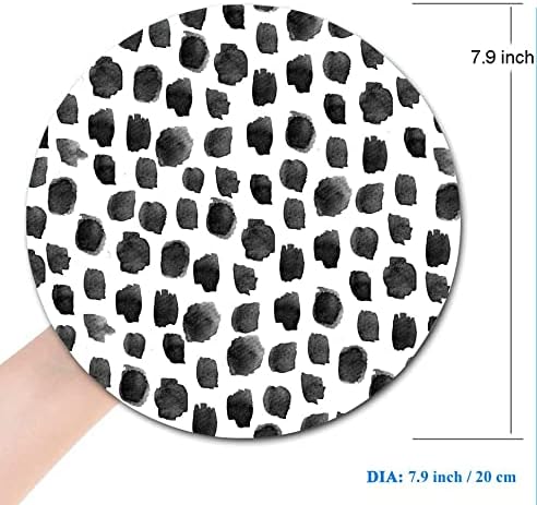 Round Mouse Pad, Polka Dot Print Premium-Textured Mouse Mat, Small Non-Slip Rubber Base Round Mousepad with Designs for Working and Gaming