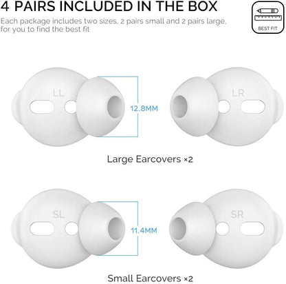 AhaStyle 4 Pairs AirPods Ear Tips Silicone Earbuds Cover [Not Fit in The Charging Case] Compatible with Apple AirPods (2 Pair Large & 2 Pairs Small, White)